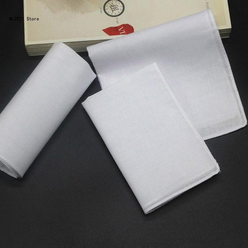 28x28cm Men Women Cotton Handkerchiefs Solid White Hankies Pocket Square Towel Diy Painting Handkerchiefs for Woman