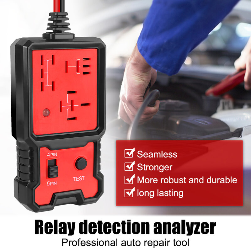 Penguji Relay mobil Universal 12V, alat diagnostik penganalisa kendaraan otomotif elektronik untuk pemeriksa baterai otomatis