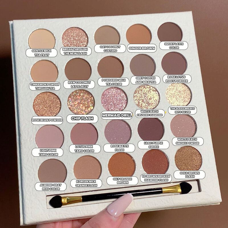 25 colori Eyeshadow Palette Earthy Pearly Easy-to-Color Eye Shadow Pallete No Blooming trucco portatile per cosmetici da donna