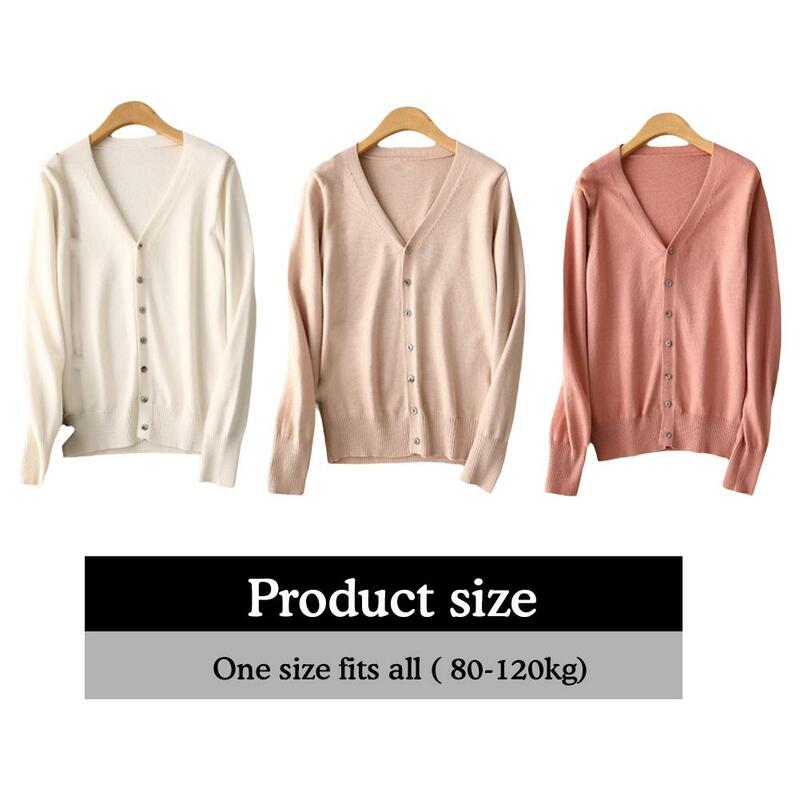 Women Knitted Cardigans Autumn Winter 2024 Single Breasted V-neck Sweater Fashion Short Loose Knitwear Solid Cardigan Jumpers