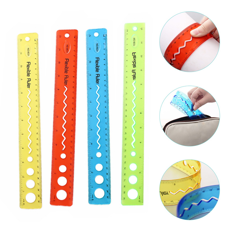 4 Pcs Bendable Bendable Clear Unbreakable Soft Unbreakable Soft Centimeters Foldable Rulerss Students Supply Portable Flexible