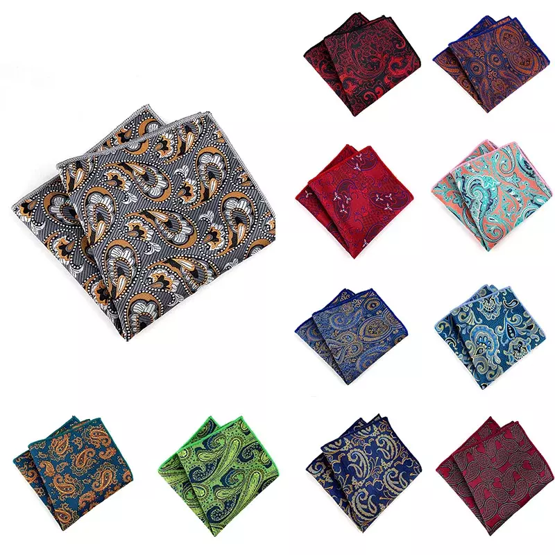 Luxury Jacquard Pocket Square 23*23cm Paisley Striped Floral Hanky for Man Business Wedding Suit Handerkerief Accessory