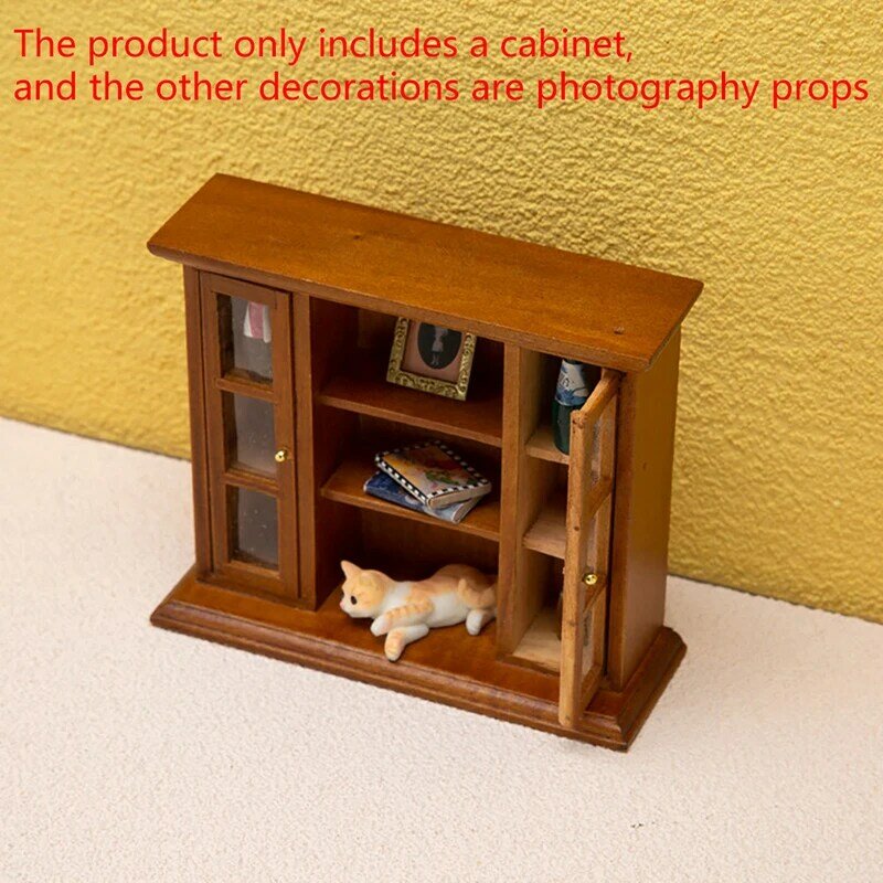 Armario clásico chino de madera en miniatura, Kits de muebles de dormitorio, hogar y sala de estar, casa de muñecas a escala 1/12
