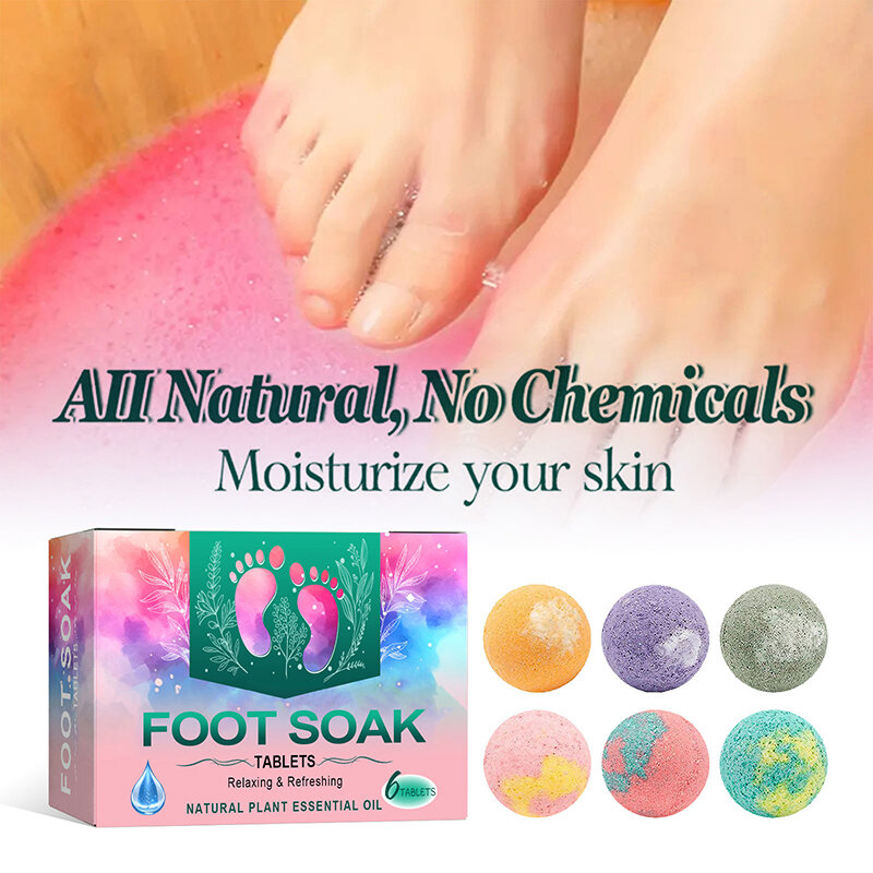 6pcs Essential Oil Foot Bath Balls Herbal Foot Soak Pills Instant Soak Balls Sweat Balls Bath Salts Ginger Dispel Cold