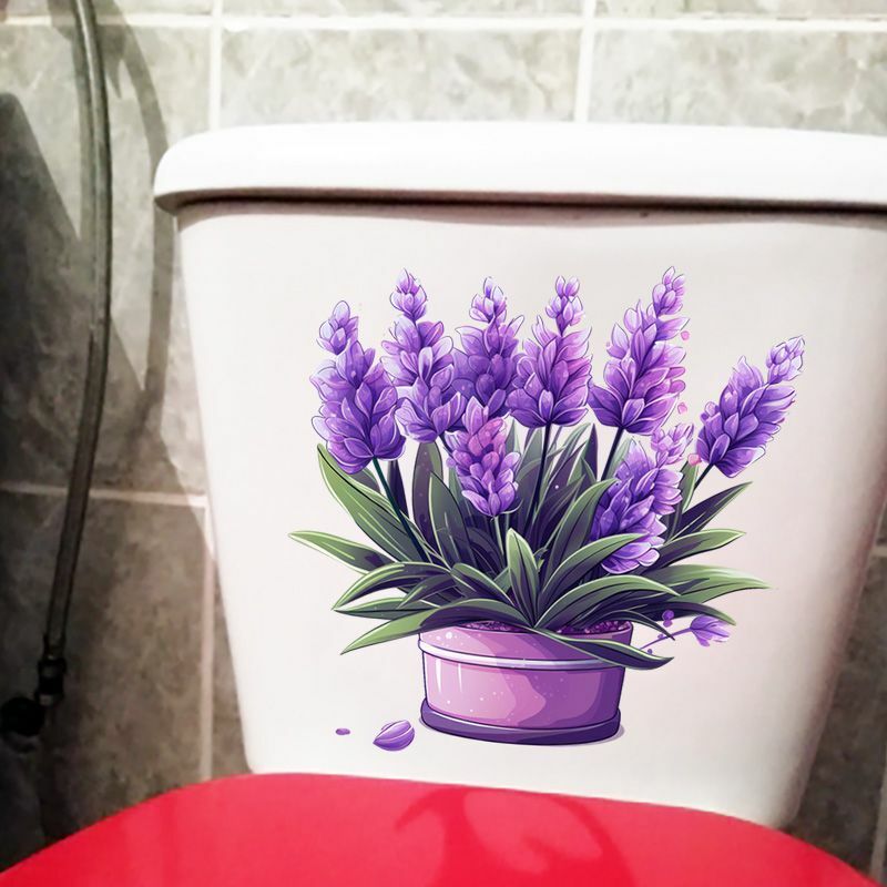 Viola lavanda Wall Sticker bagno Toilet Decor decalcomanie soggiorno Cabinet decorazione della casa autoadesivo murale S224