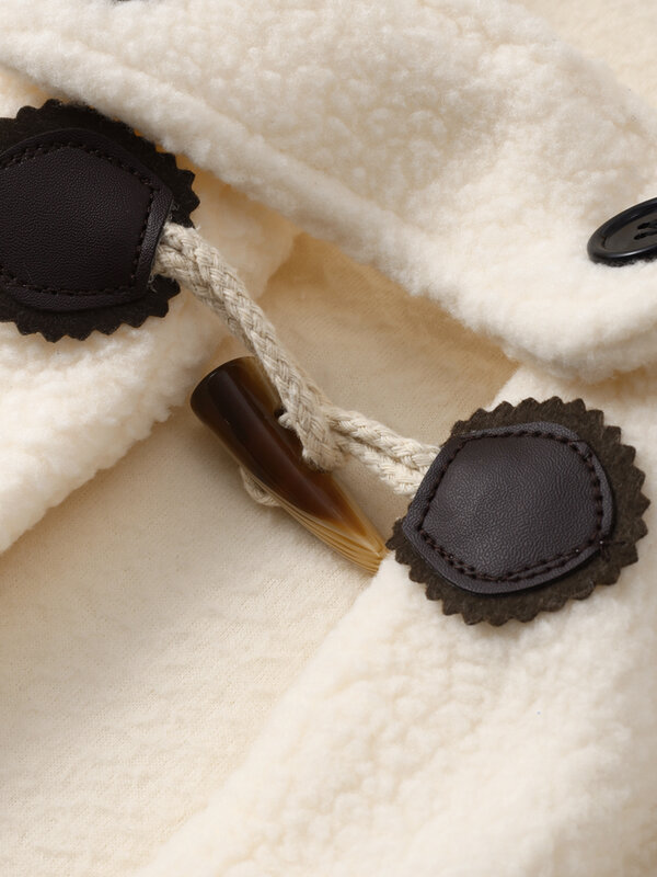 Abrigo largo de lana sintética para mujer, chaqueta holgada de manga larga con bolsillos grandes y botones de cuerno de vaca, prendas de vestir cálidas, otoño e invierno, 2023