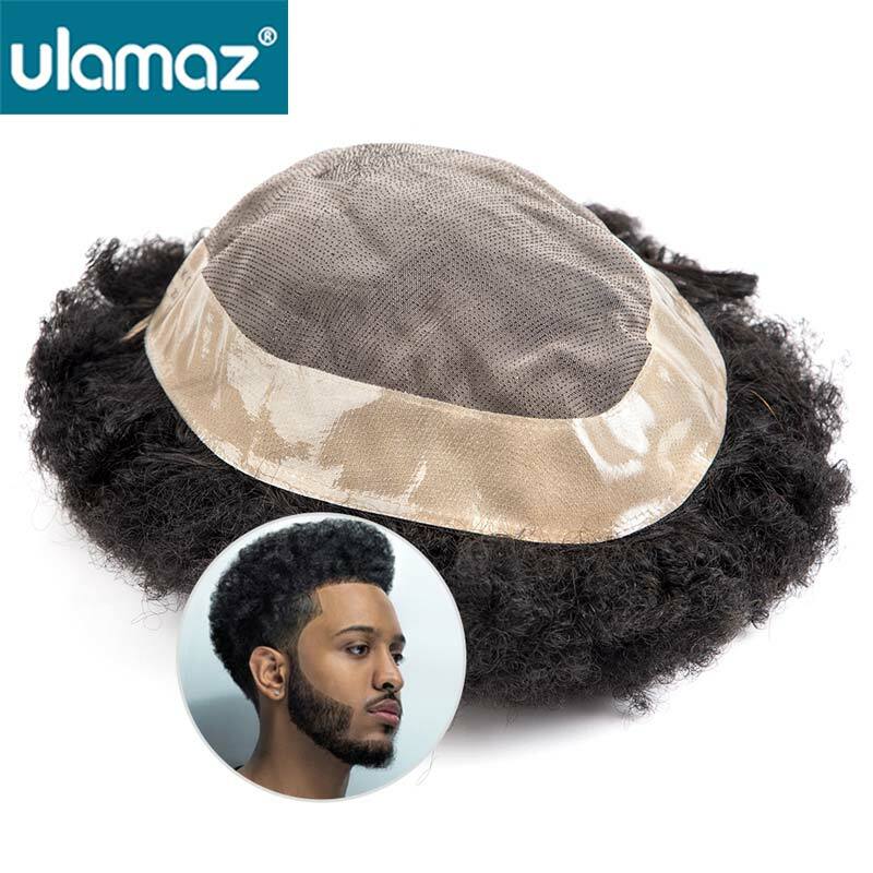 Afro Haar prothese männliche Perücke menschliches Haar lockiges Haar System für Männer dauerhafte Mono Toupet Perücke Mann Dichte Haare rsatz