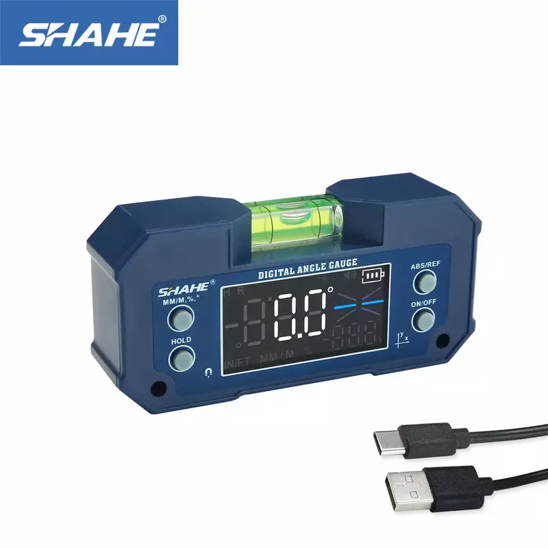 SHAHE Digital Level Inclinometer Dual-axis Electronic Protractor Rechargable Bevel Box Electronic Level Angle Finder Gauge