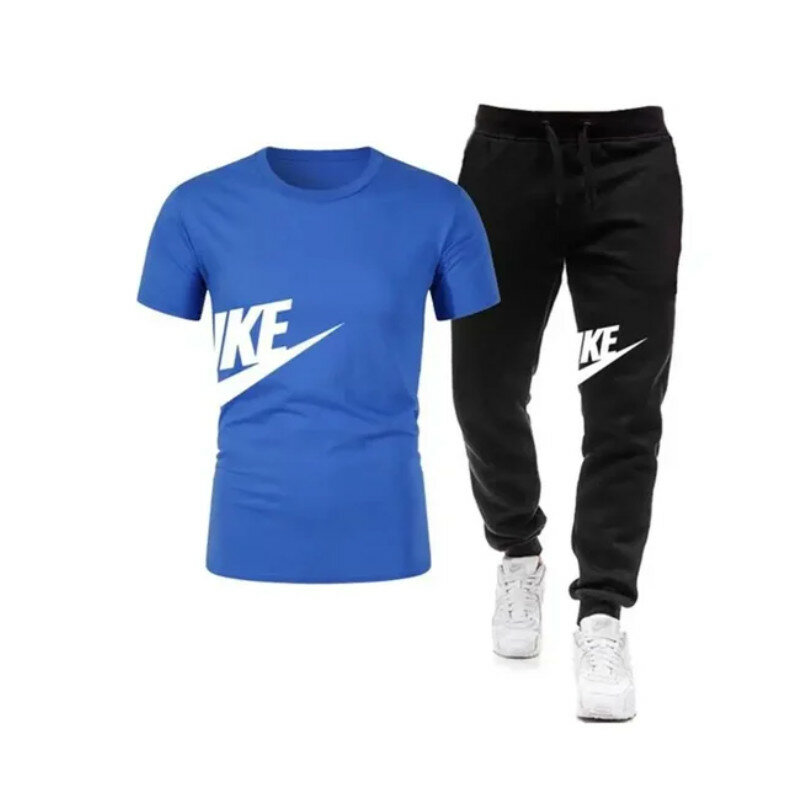 Cotton Men's T-shirt Sets Fashion Casual Tee Shorts Running Suit for Men Summer Male Clothes