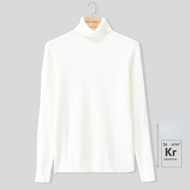 MRMT 남성용 하이넥 스웨터, 슬림핏 트렌디 화이트 스웨터, 블랙 이너 보터밍 셔츠, 2024 브랜드 신제품