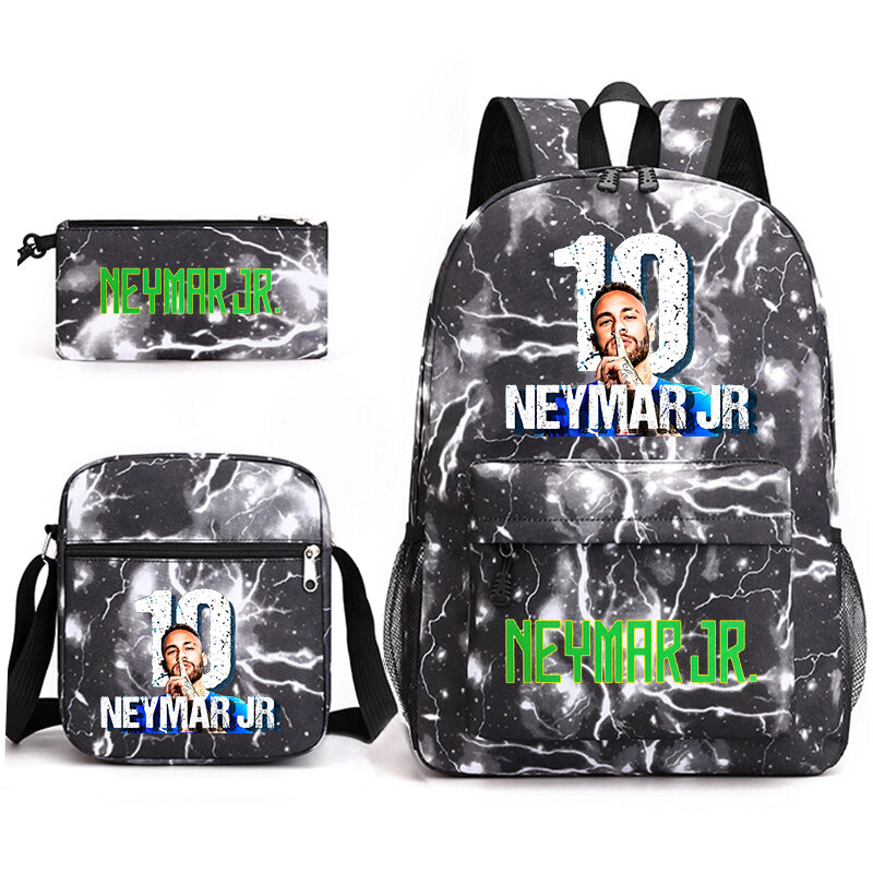 Neymar-conjunto de mochila de 3 peças para estudante, mochila escolar, estojo, bolsa de ombro