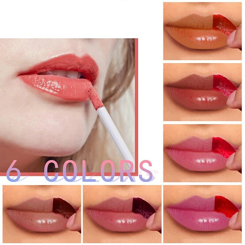 6 Kleuren Pellen Vloeibare Lippenstift Waterdichte Langdurige Lipgloss Masker Vochtinbrengende Crème Traan Pull Lip Pluis Cosmetische Make-Up Maquillage
