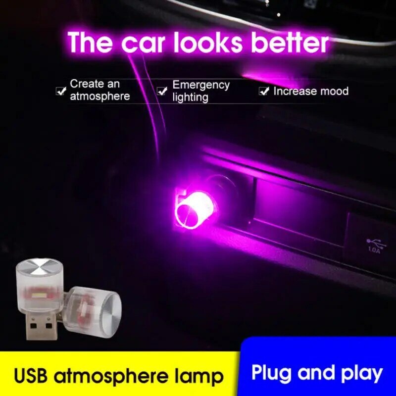 Mini USB LED Luz Ambiente, Lâmpadas Decorativas Atmosfera, Ambiente Interior, Auto PC, Computador, Luz Portátil, Plug Play