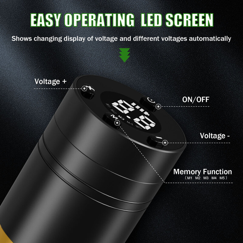 EZ Caster mesin tato kartrid nirkabel, pena baterai putar dengan Pak daya portabel 1500mAh tampilan Digital LED
