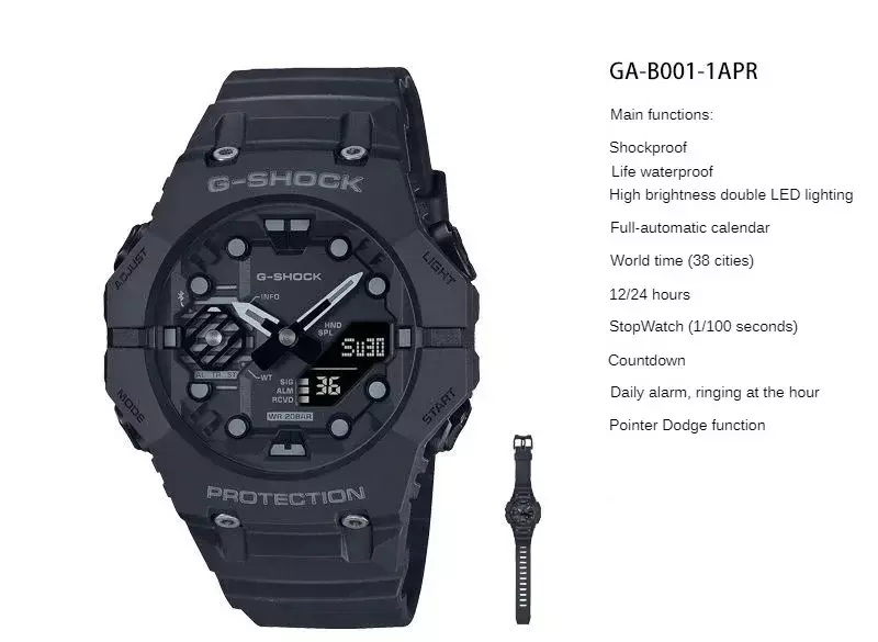นาฬิกาซีรีส์ GA-B001ใหม่ G-SHOCK หรูหรากล่องโลหะนาฬิกาผู้ชายกันน้ำแฟชั่นมัลติฟังก์ชั่นาฬิกาจับเวลาชาย