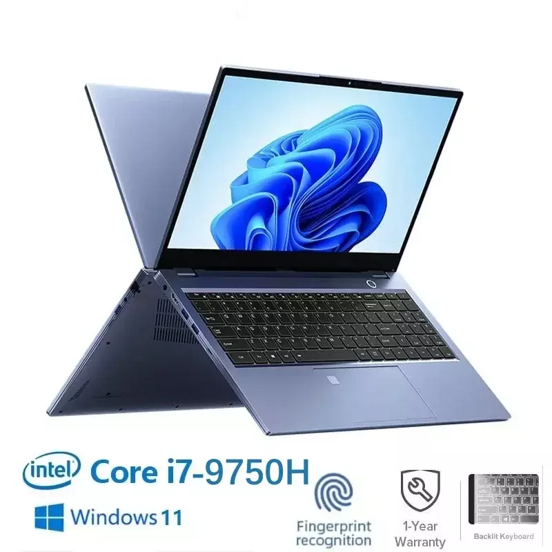 Laptop Gaming, notebook komputer kantor bisnis Win11 2024 "Intel Core I7-9750H Dual DDR4 64GB + 2TB SSD RJ45 kamera tipe-c 15.6