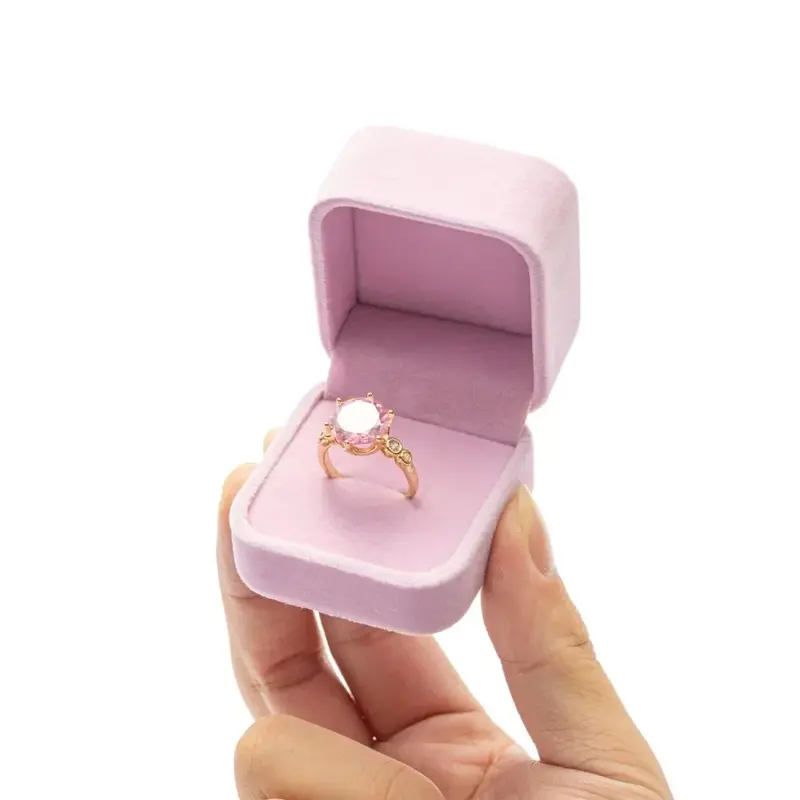 Kotak kemasan cincin anting-anting pertunangan beludru Grosir kotak perhiasan Organizer kotak hadiah Hari Valentine tempat pajangan cincin penyimpanan