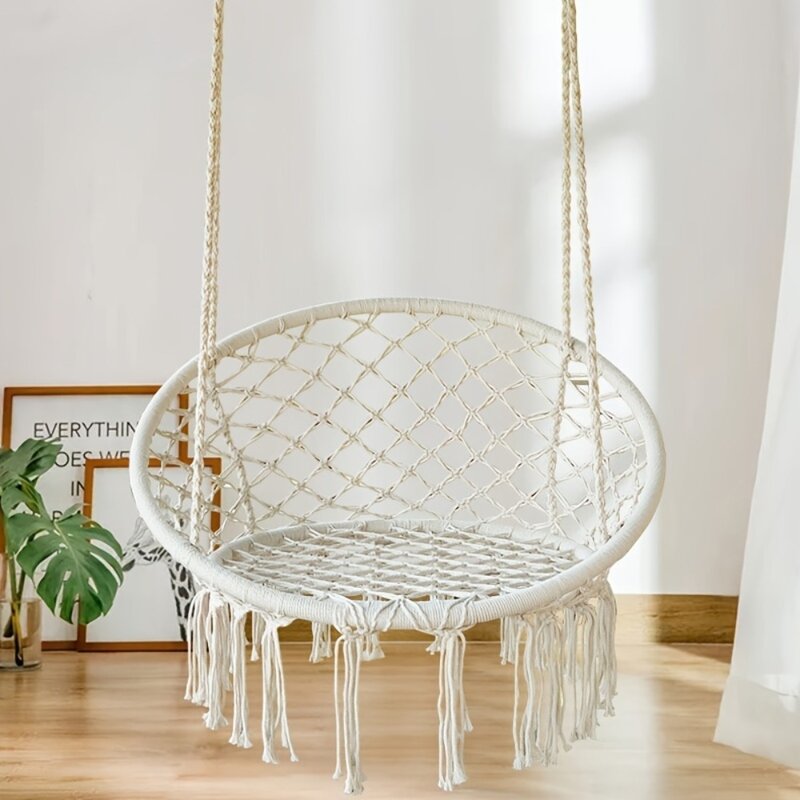 Relax In Comfort: 1pc Hanging Hammock Chair - Reinforced Anti-rollover & Breathable