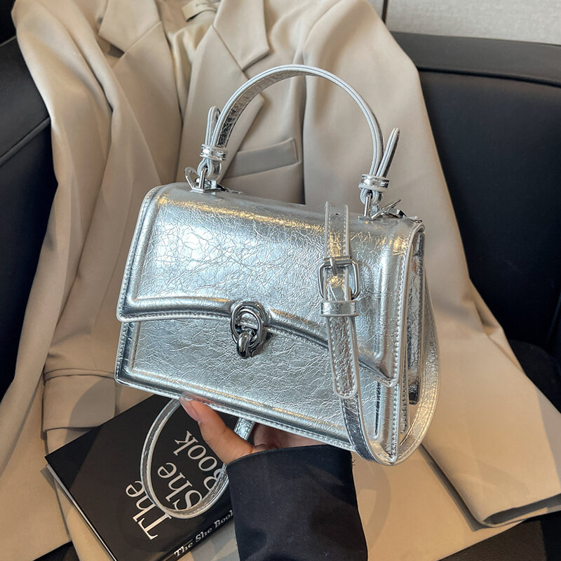 Borsa da donna di marca borsa argentata borsa a tracolla Mini in pelle Pu tinta unita per donna 2024 borsa a tracolla di design pochette colorate