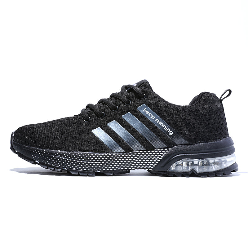 Running Shoes Mens Sneakers Fitness Shoes Breathable Air Cushion Outdoor Platform Flying Woven Lace-Up Shoes Sports Shoes
