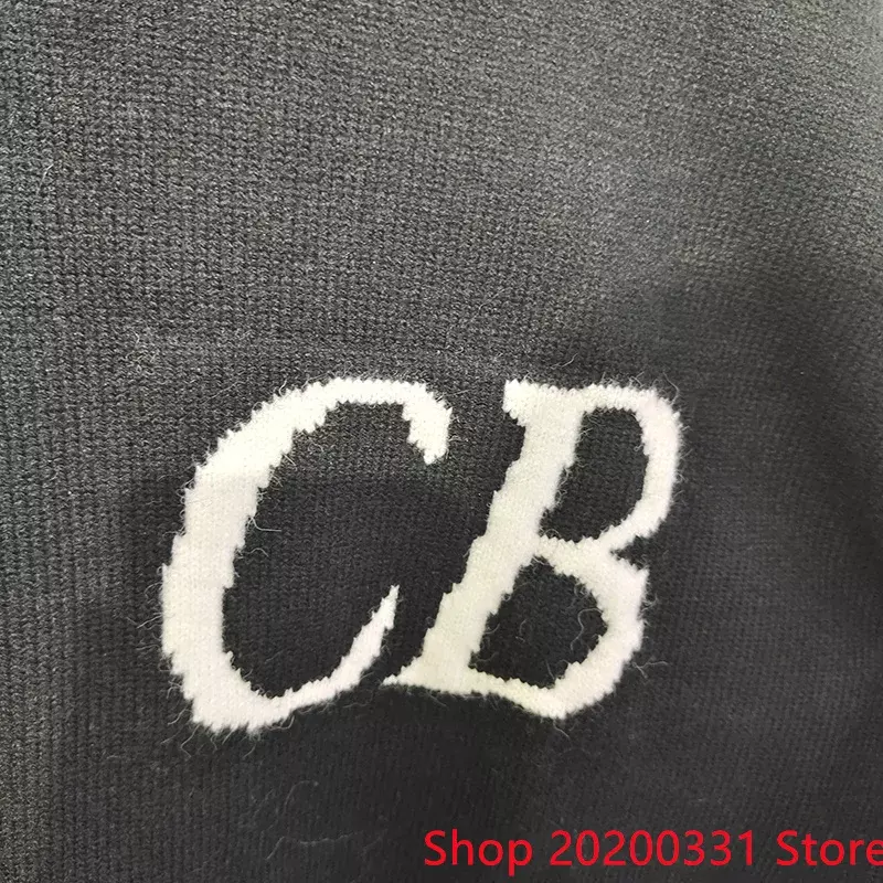 Spedizione gratuita Cole Buxton lettera Logo Jacquard oversize di alta qualità uomo donna maglione nero lavorato a maglia