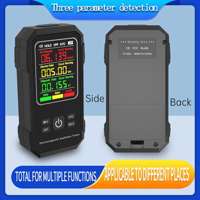 Detector de radiación electromagnética, medidor de campo magnético eléctrico, dispositivo de detección de fuerza RF con alarma de sonido