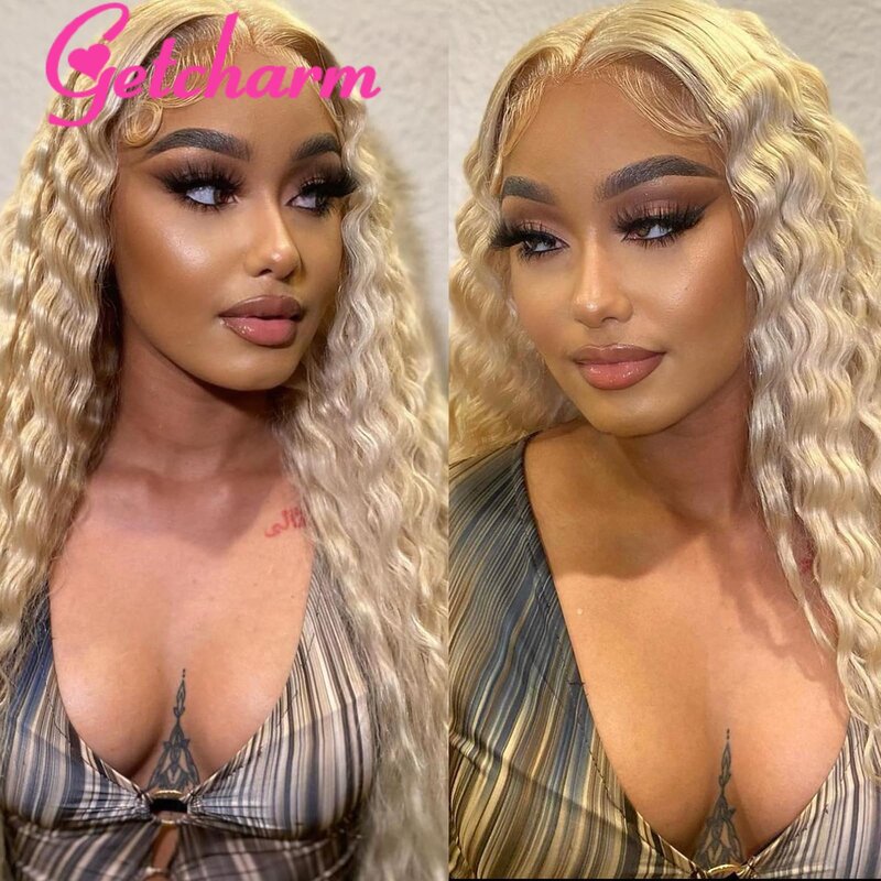 613 Blonde Deep Wave Frontal Wig 13x4 13x6 360 Transparent Lace Frontal Wig 4x4 Closure Malaysian Curly Human Hair Wig for Women