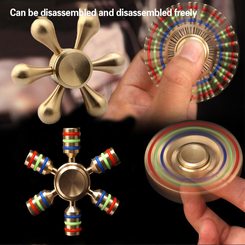 Metal Rainbow Spinner Copper Bearing Spinner Brass Fidget Spinner For Autism Adult Anti Relieve Stress Hand Spinner Toy Spiner