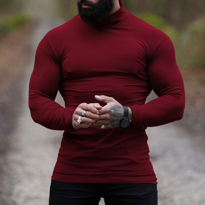 Sweater Dalaman hangat untuk pria, Sweater rajut tebal lengan panjang kerah tinggi Slim Fit nyaman untuk musim gugur