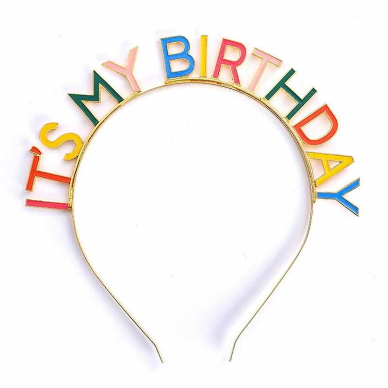 Ikat kepala surat ulang tahun hadiah kreatif untuk wanita anak perempuan warna perak aksesori rambut pesta ulang tahun