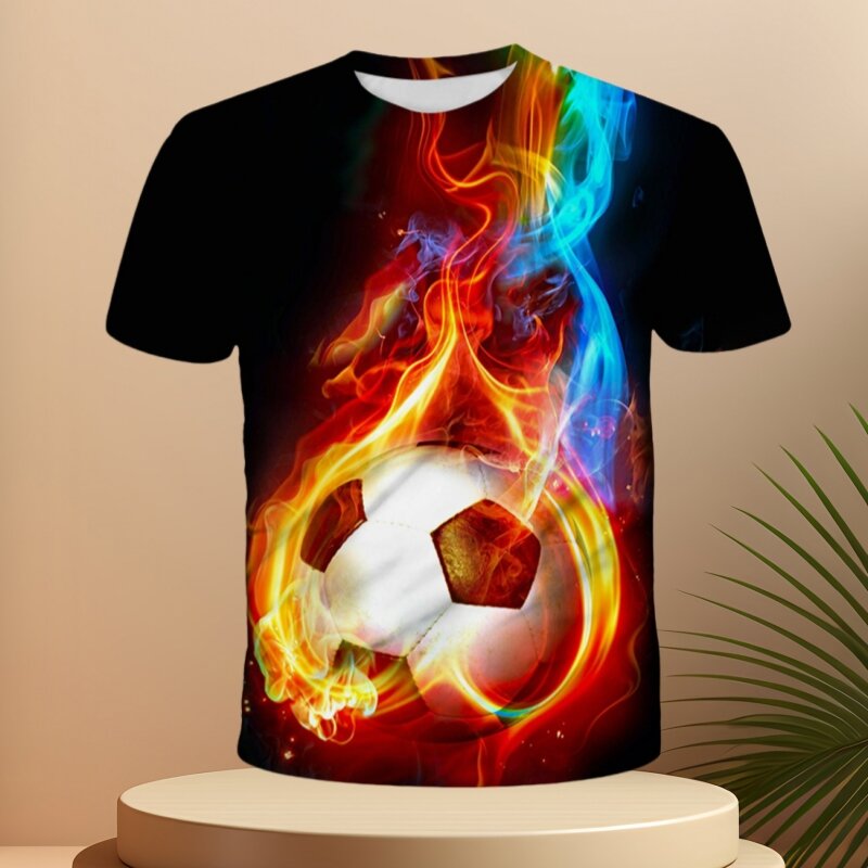 Ropa de verano para bebé, 3D Camiseta con estampado, camiseta de moda con cuello redondo, ropa de fútbol Unisex, 2024