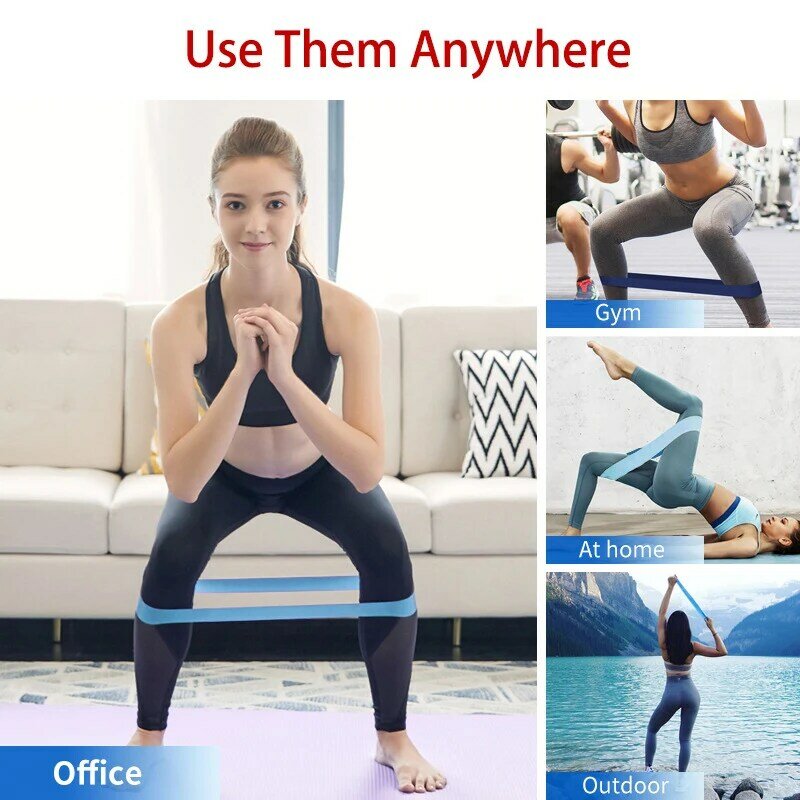 Gelang Yoga Tahan Karet 5 Gelang Kebugaran Elastis Latihan Latihan untuk Pilates Ekstensi Gym Peralatan Latihan Rumah