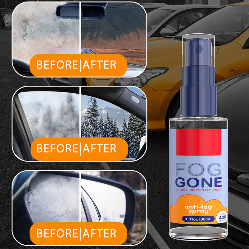 Anti-Fog Coating Spray Agent For Long-Lasting Clear Vision 30ml Universal Glass Mirrors Maintenance Liquid For Car