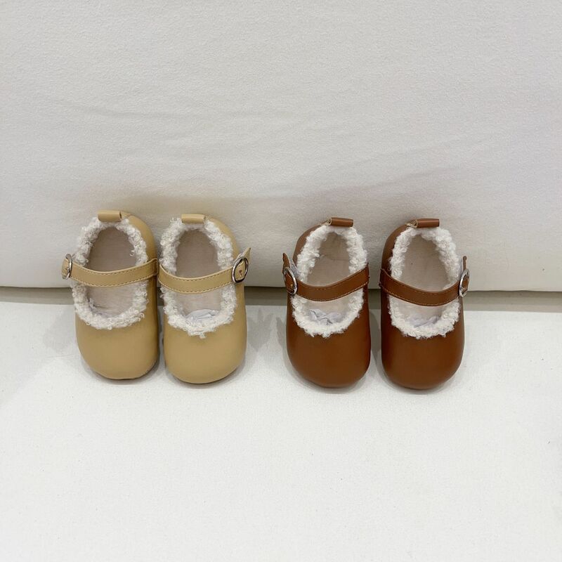 Winter Soft-soled Plush Toddler Shoes First Walkers Indoor Non-slip Leather Walking Shoes Baby Items Newborn Moccasins