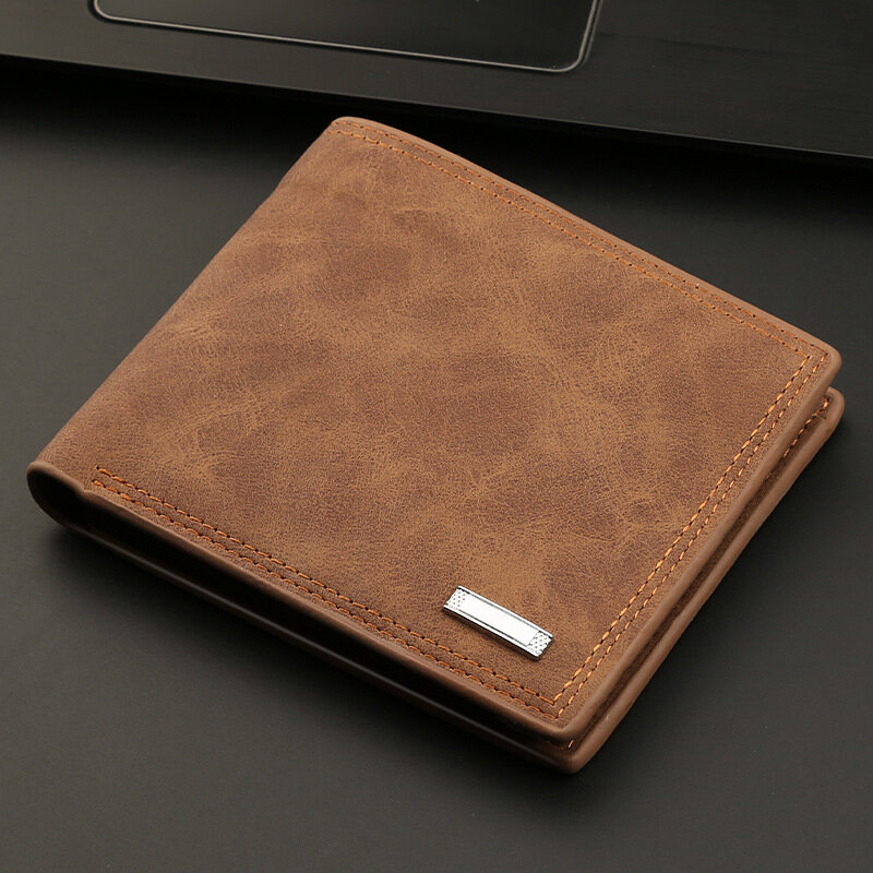 Men's Short Wallet with Zipper, Vintage Men's Leather Clip, Cash Multi Slot Business Fashion Soft Leather Wallet