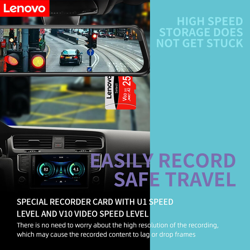 Lenovo-Cartão Micro SD Original, Flash Cards para Câmera, Nintendo Switch, Cartão TF, Classe 10, V60 Trans, 128GB, 1TB, 2TB, 512GB