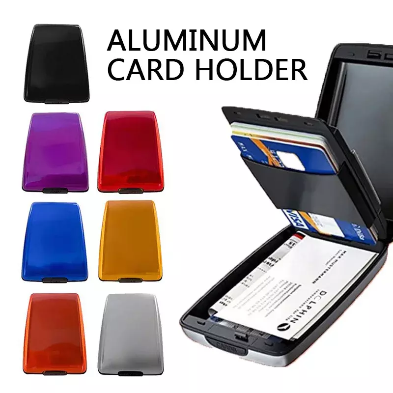 Aluminum Metal Anti-Scan Credit Blocking Wallet Business Card Protection Holder Case  Purses Aluminum Credit Card Case
