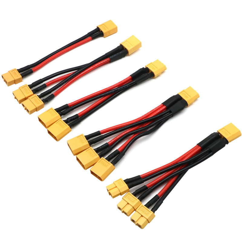 XT60 wtyk męski/kabel żeński podwójny przedłużacz Y Splitter/3-drożny przewód silikonowy 14AWG równoległy złącze baterii do silnika akumulatorowego RC