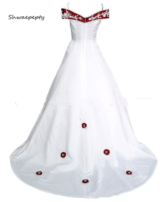 Vestido de novia blanco y rojo con clase 2022, apliques de encaje de flores 3D, una línea, vestidos de novia largos sin mangas, vestidos de novia Vintage personalizados