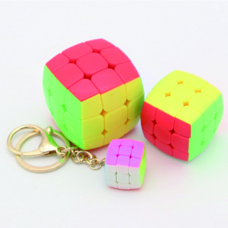 Pillowed Mini 3x3x3 Magic Puzzle Cube Keychain 2cm, 3,5 cm, 4,5 cm Professionelle 3x3 Cubing Beschleunigung Pädagogisches Spielzeug Cube Puzzle