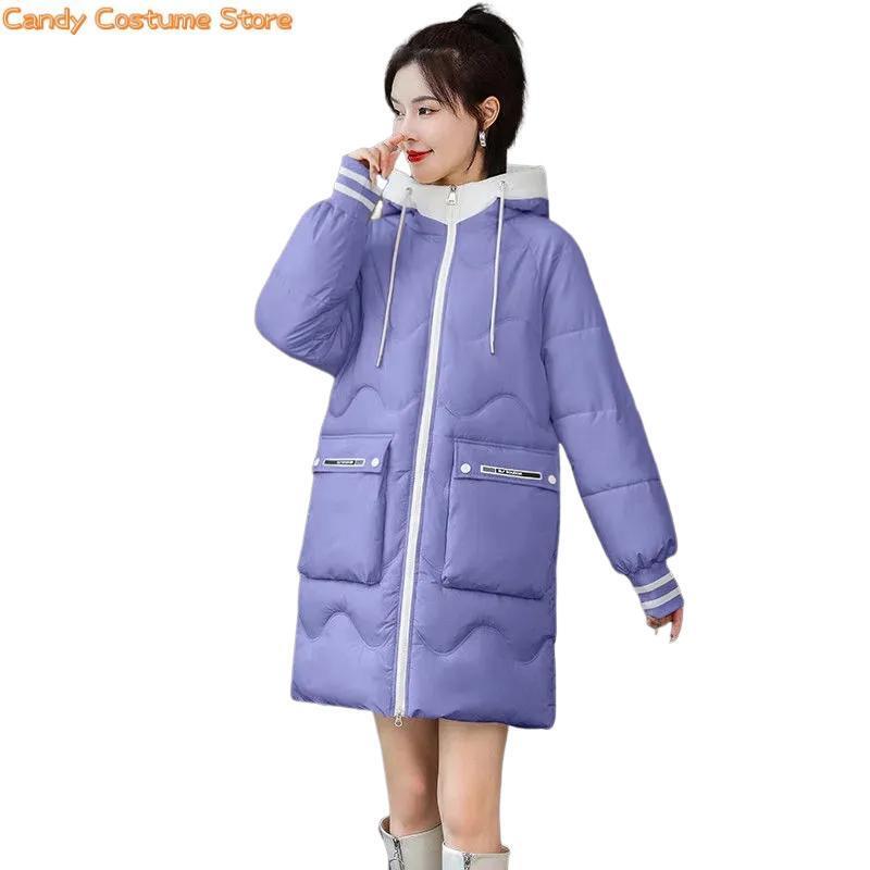 Zimowe ocieplana kurtka damskie płaszcze ciepłe grube parki z kapturem bawełniane kurtki koreańskie luźne damska odzież wierzchnia