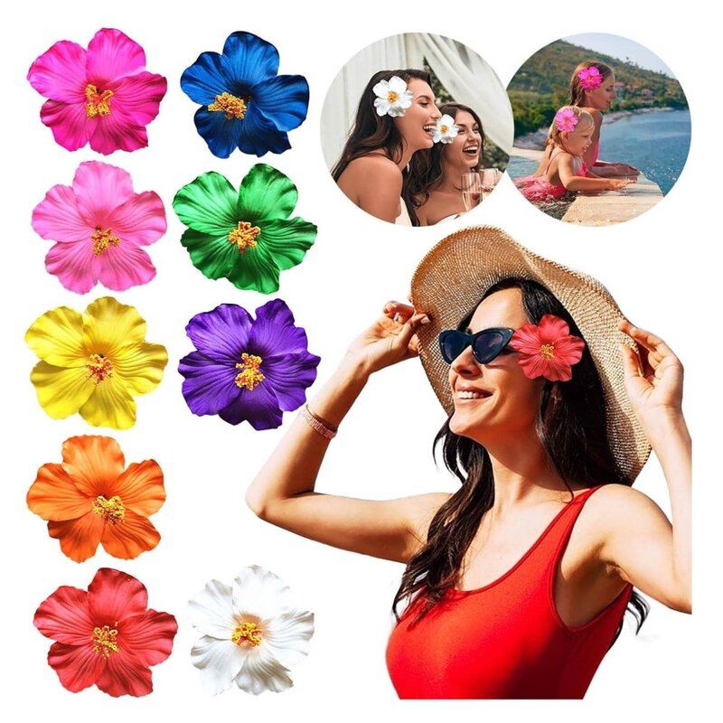 مشابك شعر زهور هاواي ، مشبك جانبي ، إكسسوارات شعر ، دبوس شعر جانبي ، رومانسي ، مناسب للعطلات ، حفلات الشاطئ