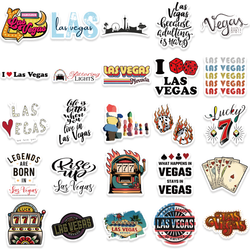 50 шт. винтажные наклейки Лас-Вегас Мультяшные водонепроницаемые граффити самодельные наклейки украшения Скай скейтборд ноутбук дневник