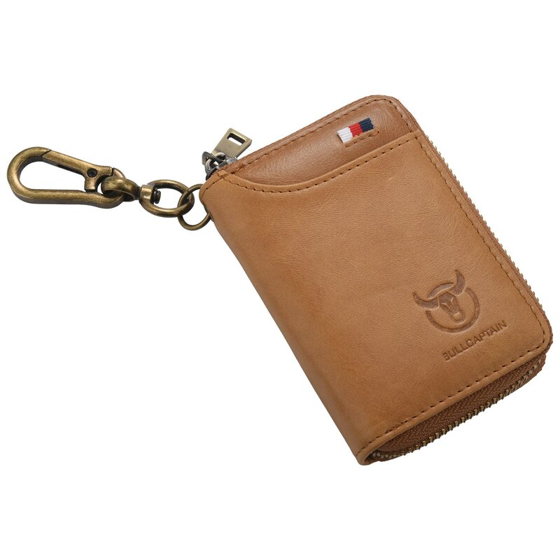 Skórzane męskie i damskie portfel na klucze Unisex Rfid blokujące biznes etui na klucze modne karty klucz do torebki monety etui na klucze brązowy