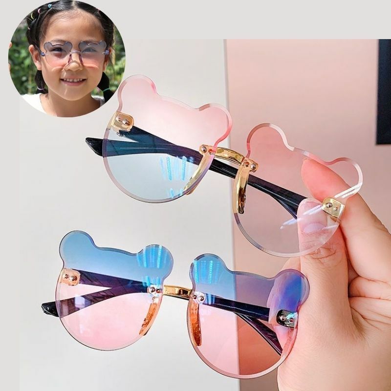 Trendy Girls Cartoon Eyeglasses Shades Driver Anti-Glare Boys Fashion Outdoor Children Glasses Kids Sun Sunglasses Bear Shape