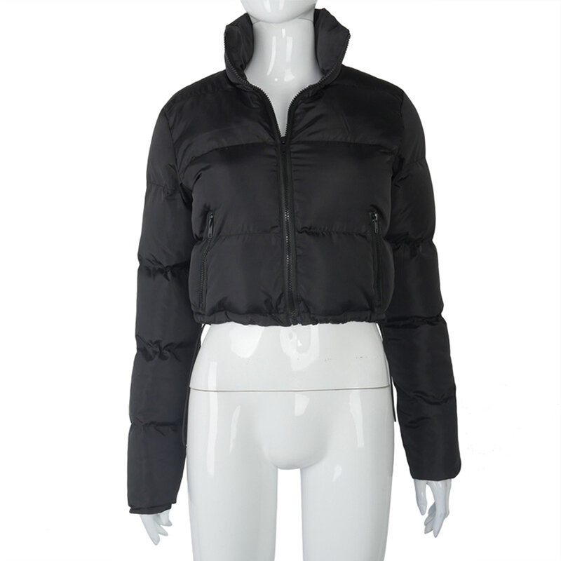 여성용 따뜻한 파카 코트, 두꺼운 패딩 퀼트 코트, 크롭 짧은 재킷, 집업 스탠드 칼라, 외투 오버코트, 겨울 패션