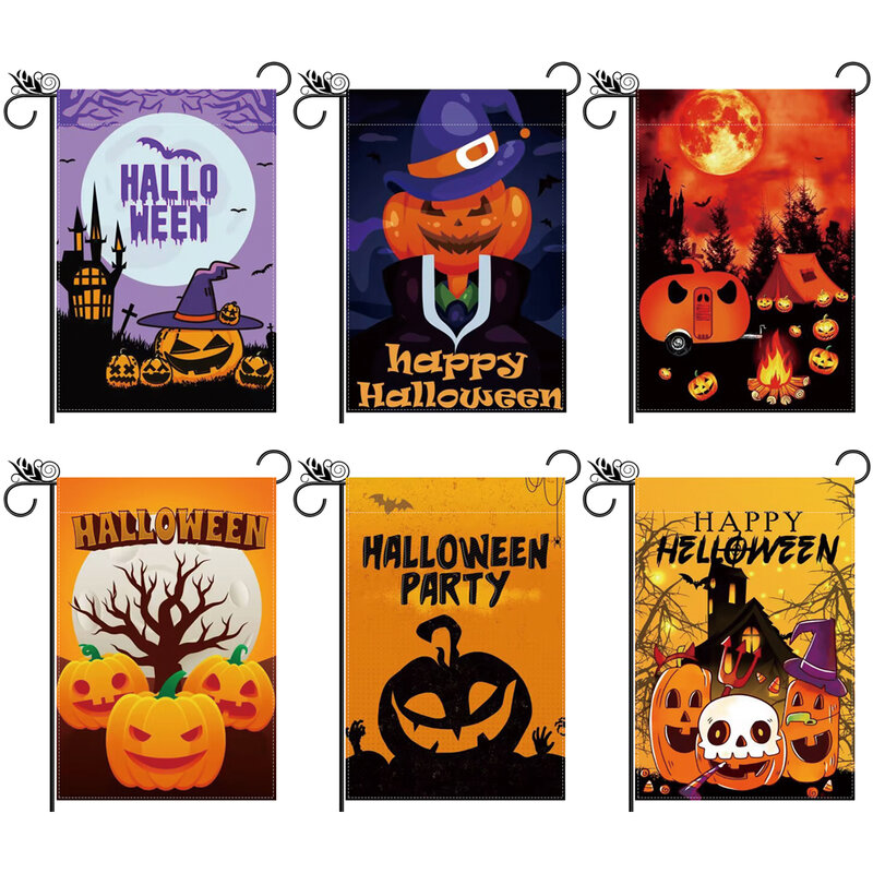 1pc Magic pumpkin lantern pattern flag, Halloween double-sided printed garden flag, farm yard decoration, excluding flagpoles
