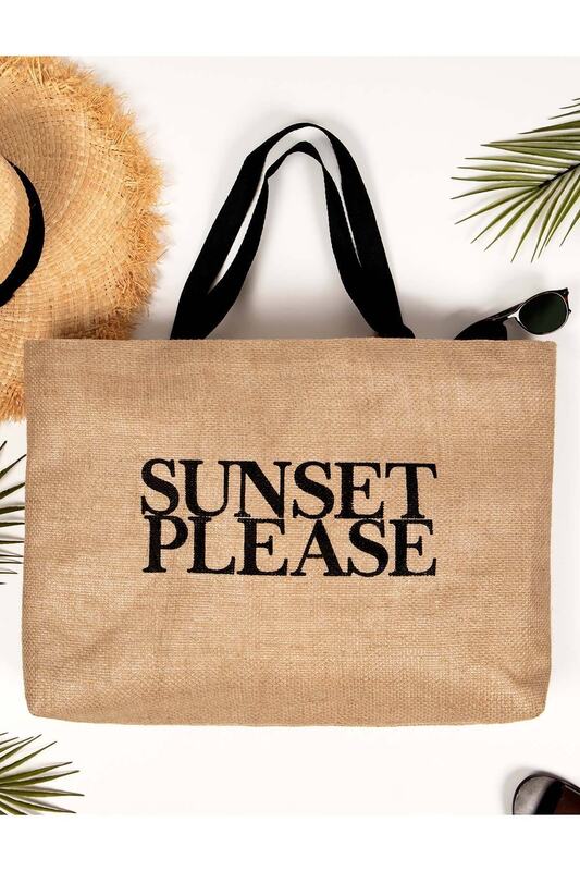 Bitte Sunset Gedruckt Jute Strand Tasche
