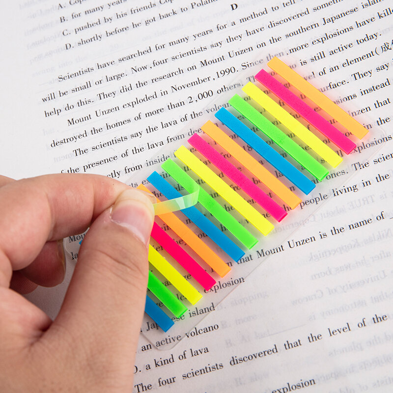 300PCS Writable Color Stickers Transparent Fluorescent Strip Index Sticker