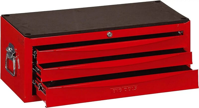 プロフェッショナルなポータブルスチールロック可能な赤いツールボックス,3つの引き出し,Sv中間ツール,Tc803usv